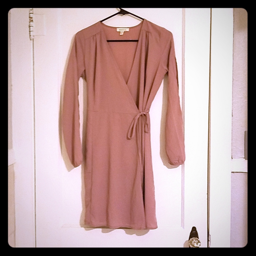 Monteau pink wrap dress with open arm sleeves